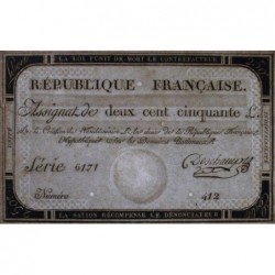 Assignat 45a - 250 livres - 7 vendémiaire an 2 - Signature 4 - Série 6171 - Etat : SPL+