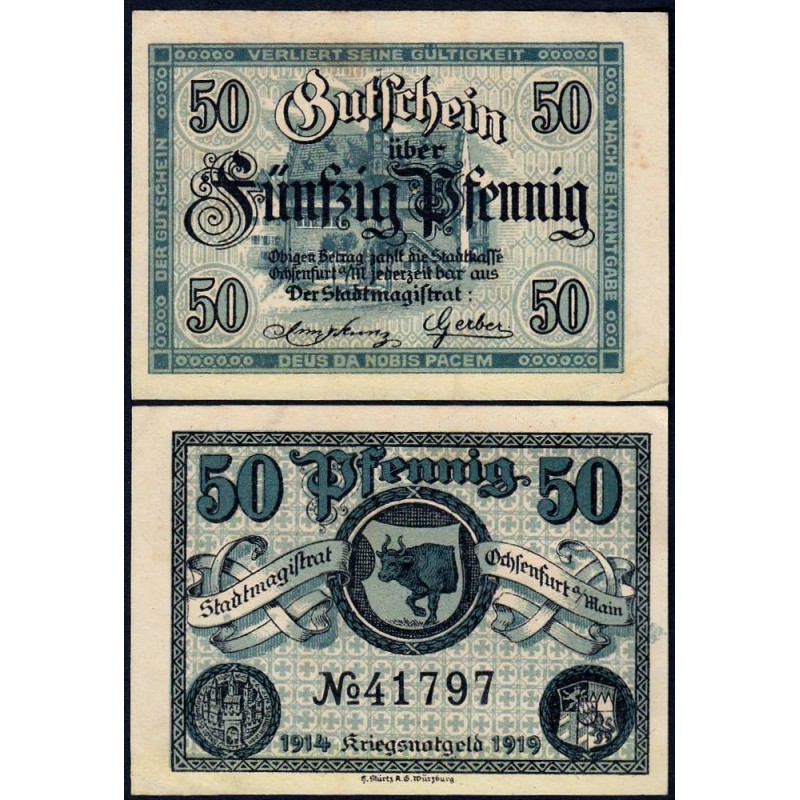 Allemagne - Notgeld - Ochsenfurt - 50 pfennig - 1919 - Etat : SPL