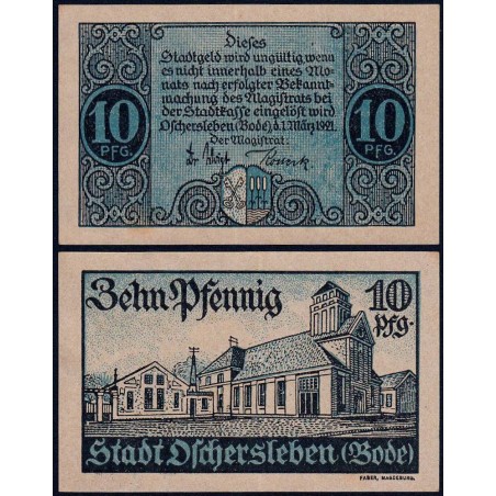 Allemagne - Notgeld - Oschersleben-an-der-Bode - 10 pfennig - 01/03/1921 - Etat : NEUF
