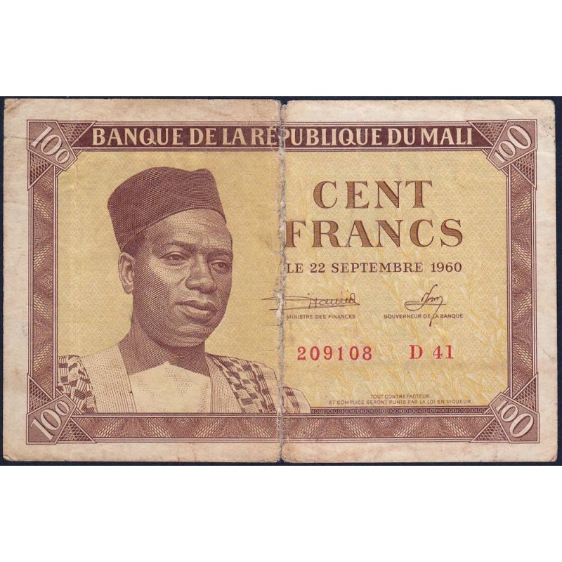 Mali - Pick 2 - 100 francs - Série D 41 - 1960 - Etat : TB-
