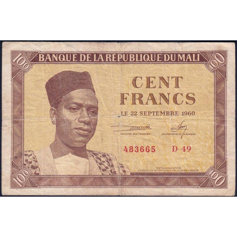 Mali - Pick 2 - 100 francs - Série D 49 - 1960 - Etat : TB