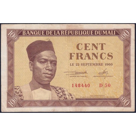 Mali - Pick 2 - 100 francs - Série D 50 - 1960 - Etat : TTB