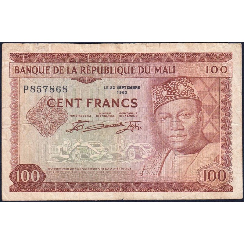 Mali - Pick 7 - 100 francs - Série P - 1967 - Etat : TB