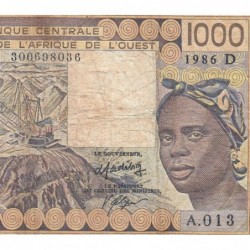 Mali - Pick 406Dg - 1'000 francs - Série A.013 - 1986 - Etat : B+