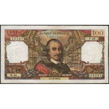 F 65-04 - 01/10/1964 - 100 francs - Corneille - Série P.46 - Etat : TB