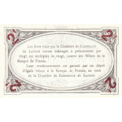 Lorient (Morbihan) - Pirot 75-19 - 2 francs - Sans Série - 03/09/1915 - Etat : NEUF