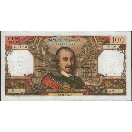 F 65-10 - 02/12/1965 - 100 francs - Corneille - Série P.119 - Etat : TB+