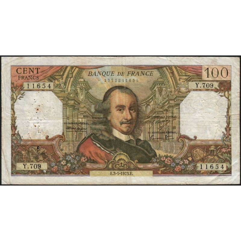 F 65-42 - 03/05/1973 - 100 francs - Corneille - Série Y.709 - Etat : TB-