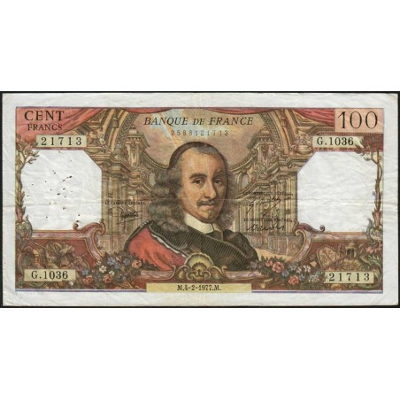 F 65-56 - 04/02/1977- 100 francs - Corneille - Série G.1036 - Etat : TB