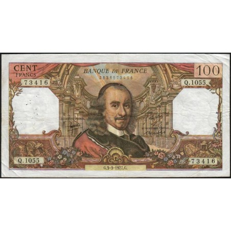F 65-57 - 03/03/1977- 100 francs - Corneille - Série Q.1055 - Etat : TB+