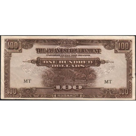 Malaisie Britannique - Gouv. Japonais - Pick M 8a - 100 dollars - Série MT - 1944 - Etat : TTB