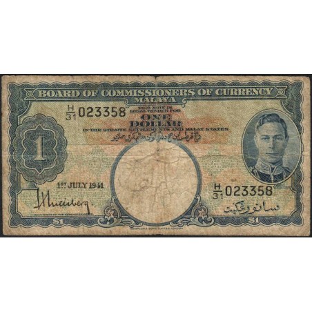 Malaisie Britannique - Pick 11 - 1 dollar - Série H/31 - 01/07/1941 - Etat : B+