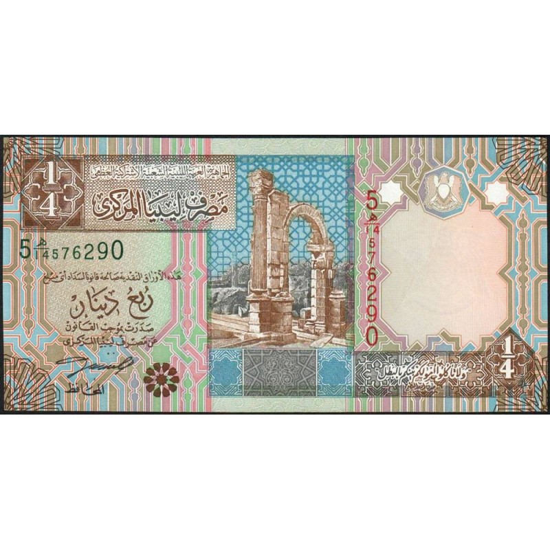 Libye - Pick 62 - 1/4 dinar - Série 5E/14 - 2002 - Etat : NEUF
