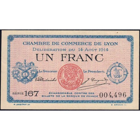 Lyon - Pirot 77-1b - 1 franc - Série 167 - 14/08/1914 - Etat : SPL+