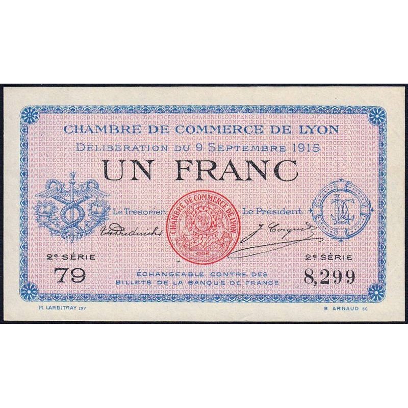 Lyon - Pirot 77-6 - 1 franc - 2e série 79 - 09/09/1915 - Etat : SPL