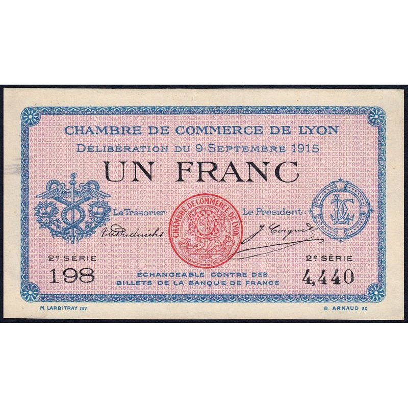 Lyon - Pirot 77-6 - 1 franc - 2e série 198 - 09/09/1915 - Etat : SPL