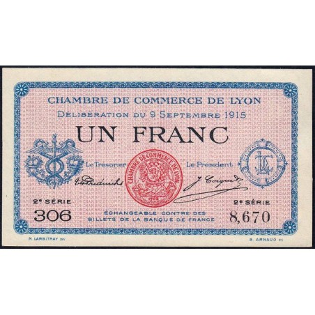 Lyon - Pirot 77-6 - 1 franc - 2e série 306- 09/09/1915 - Etat : NEUF