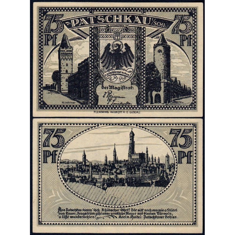 Pologne - Notgeld - Patschkau (Paczkow) - 75 pfennig - 1922 - Etat : NEUF