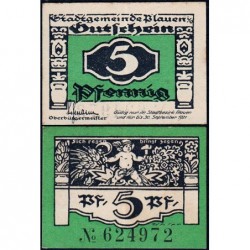 Allemagne - Notgeld - Plauen - 5 pfennig - Type 1 - 1921 - Etat : NEUF