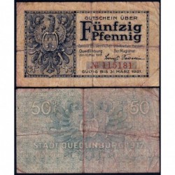 Allemagne - Notgeld - Qedlinburg - 50 pfennig - 10/05/1917 - Etat : TB-