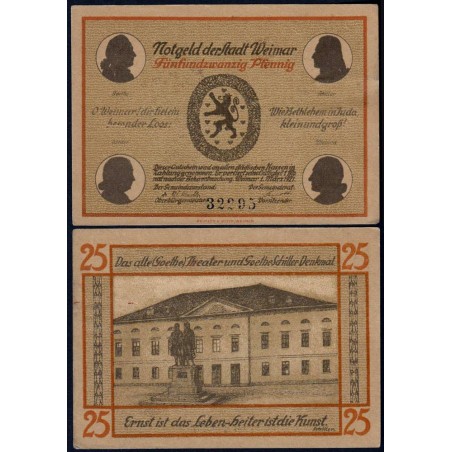 Allemagne - Notgeld - Weimar - 25 pfennig - Type a - 01/03/1921 - Etat : SPL