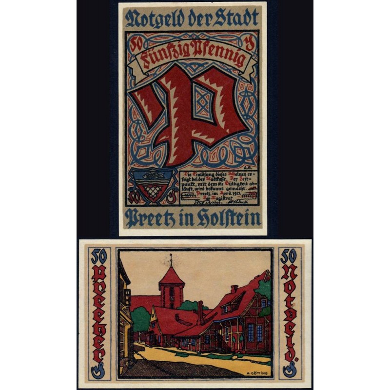 Allemagne - Notgeld - Preetz - 50 pfennig - Lettre P - 04/1921 - Etat : NEUF