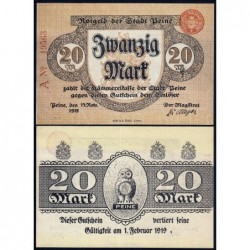 Allemagne - Notgeld - Peine - 20 mark - Série A - 15/11/1918 - Etat : NEUF