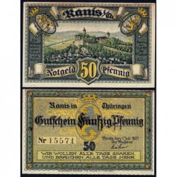 Allemagne - Notgeld - Ranis-in-Thüringen - 50 pfennig - 01/07/1921 - Etat : SUP+