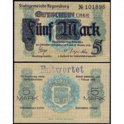 Allemagne - Notgeld - Regensburg - 5 mark - 08/10/1918 - Etat : NEUF