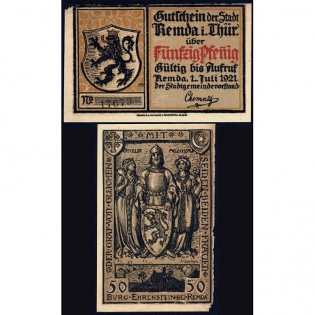 Allemagne - Notgeld - Remda - 50 pfennig - 01/07/1921 - Etat : TB