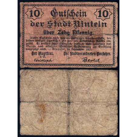 Allemagne - Notgeld - Rinteln-an-Weser - 10 pfennig - 09/1917 - Etat : B+