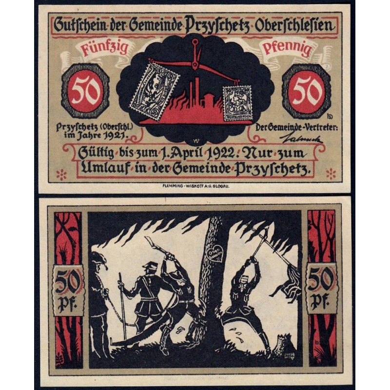 Pologne - Notgeld - Przyschetz (Przysiecz) - 50 pfennig - 1921 - Etat : SPL
