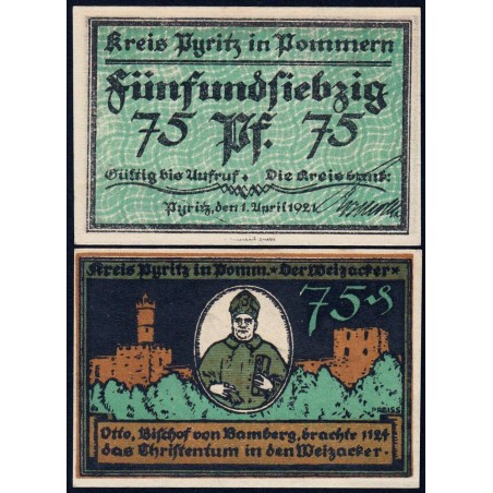 Pologne - Notgeld - Pyritz (Pyrzyce) - 75 pfennig - 01/04/1921 - Etat : NEUF