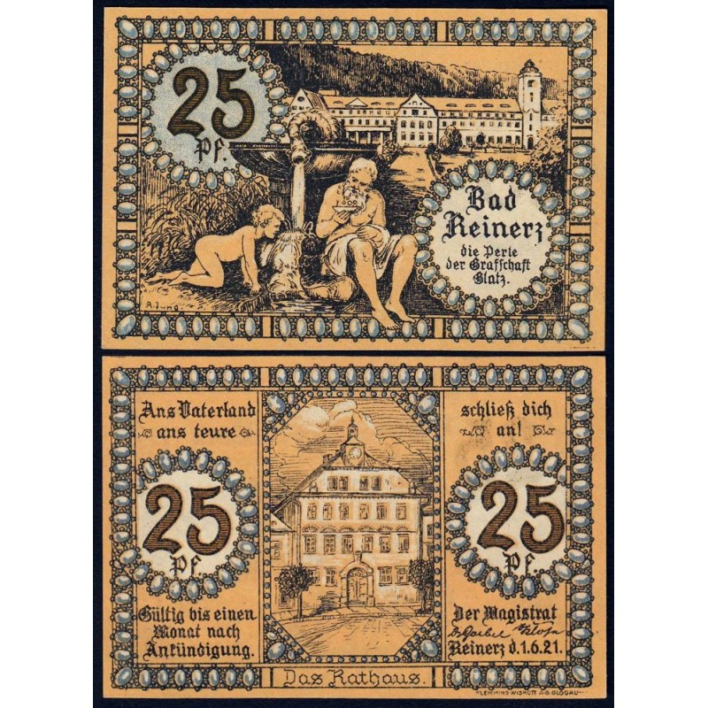 Pologne - Notgeld - Reinerz (Bad Reinerz - Duszniki Zdroj) - 25 pfennig - 01/06/1921 - Etat : NEUF