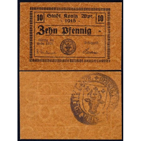 Pologne - Notgeld - Konitz (Chojnice) - 10 pfennig - Type d3 - 1918 - Etat : NEUF