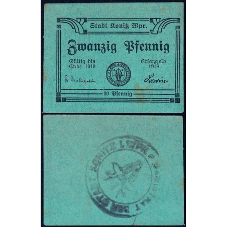 Pologne - Notgeld - Konitz (Chojnice) - 20 pfennig - Type b1 - 1918 - Etat : SPL