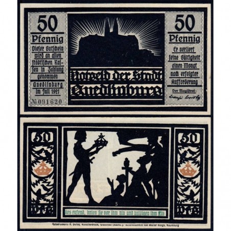 Allemagne - Notgeld - Qedlinburg - 50 pfennig - 07/1921 - Etat : NEUF