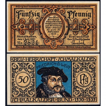 Allemagne - Notgeld - Schmalkalden - 50 pfennig - 01/07/1921 - Etat : NEUF