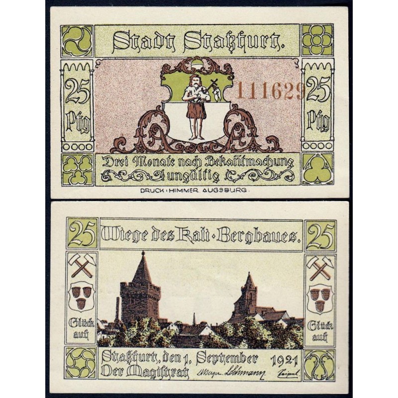 Allemagne - Notgeld - Stassfurt - 25 pfennig - 01/09/1921 - Etat : SPL