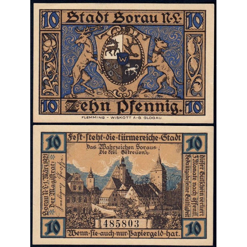 Pologne - Notgeld - Sorau (Zary) - 10 pfennig - 01/03/1921 - Etat : NEUF
