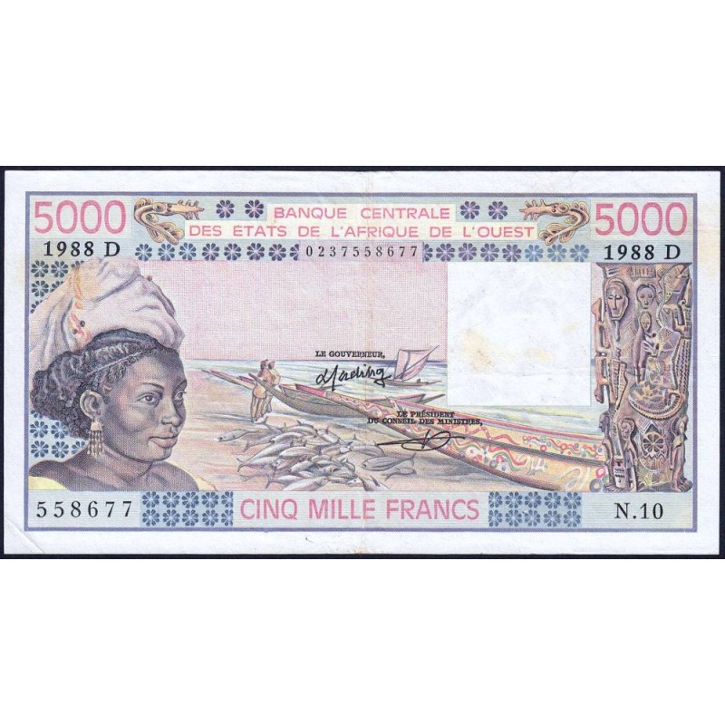 Mali - Pick 407Da - 5'000 francs - Série N.10 - 1988 - Etat : TTB