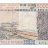 Mali - Pick 407Dj - 5'000 francs - Série Z.012 - 1991 - Etat : TB-