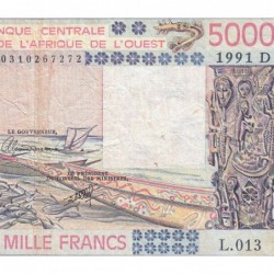 Mali - Pick 407Dj - 5'000 francs - Série L.013 - 1991 - Etat : TB-