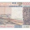 Mali - Pick 407Dj - 5'000 francs - Série L.013 - 1991 - Etat : TB-