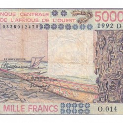 Mali - Pick 407Dk - 5'000 francs - Série O.014 - 1992 - Etat : TB-