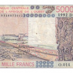 Mali - Pick 407Dk - 5'000 francs - Série O.014 - 1992 - Etat : TB