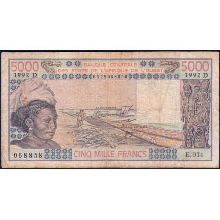 Mali - Pick 407Dl - 5'000 francs - Série E.014 - 1992 - Etat : B+