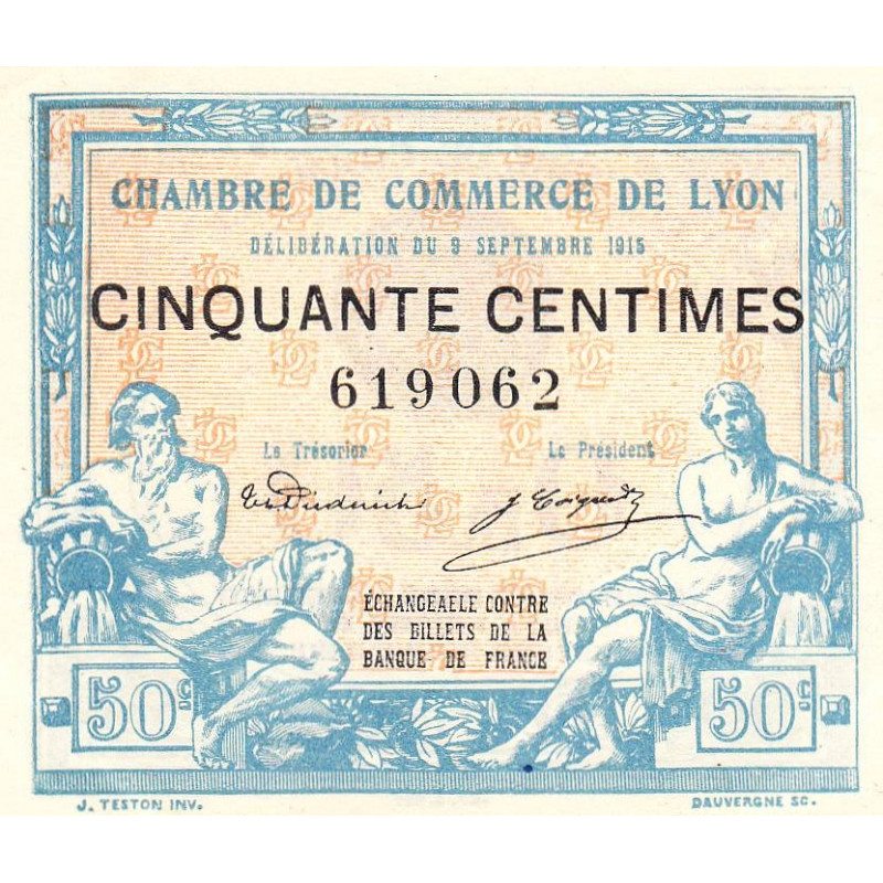 Lyon - Pirot 77-3 - 50 centimes - Sans série - 09/09/1915 - Etat : SPL