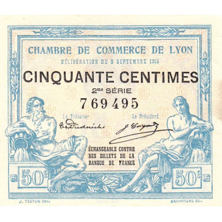 Lyon - Pirot 77-4 - 50 centimes - 2me série - 09/09/1915 - Etat : SUP