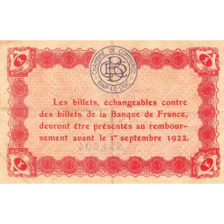 Bar-le-Duc - Pirot 19-15 - 1 franc - 4me émission (1920) - Etat : TTB
